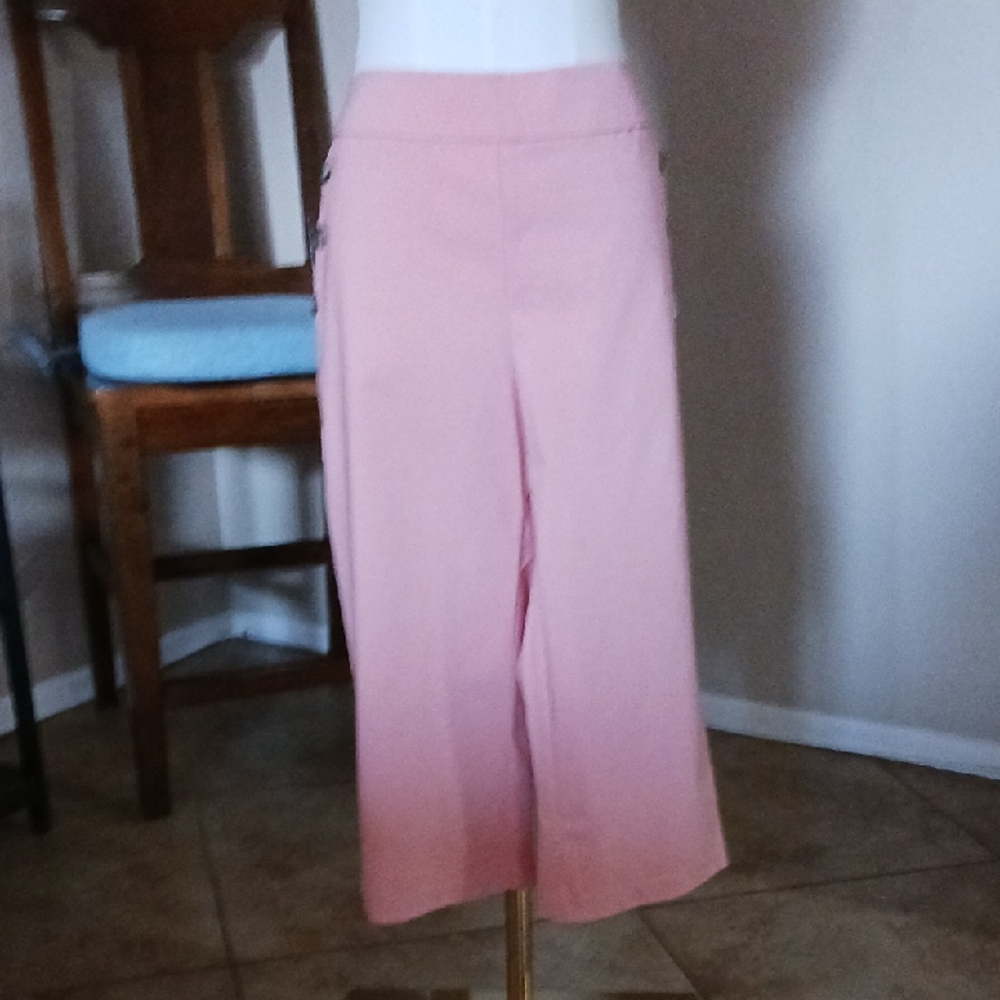 Christopher & Banks Blush Salmon-colored Wide-Leg Crop Pants
